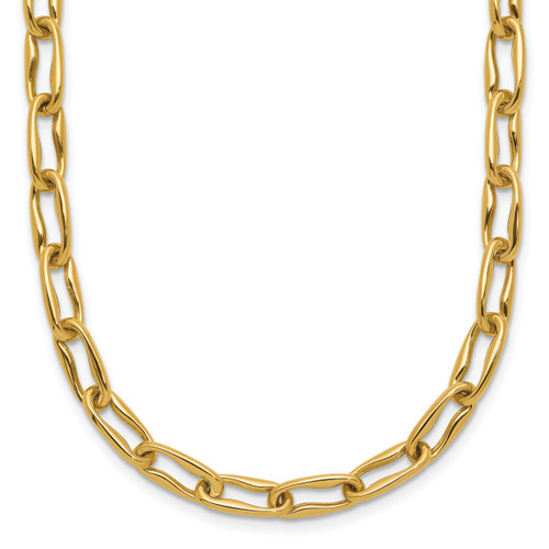 Leslie's 14K Polished Fancy Wavy Elongated Oval Link Necklace