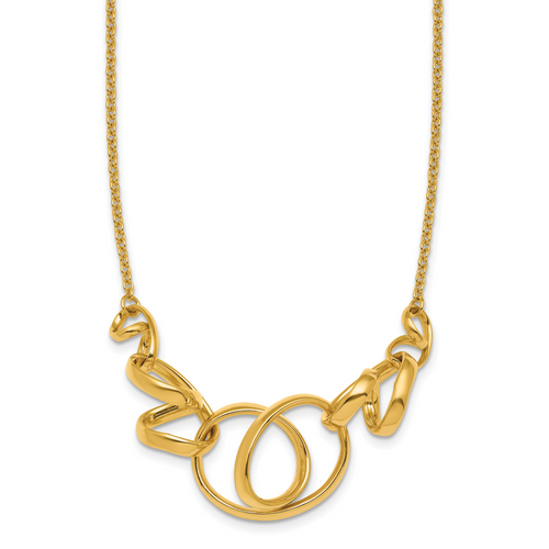 Herco 14K Polished Fancy Contemporary Swirl with  2in Ext. Necklace