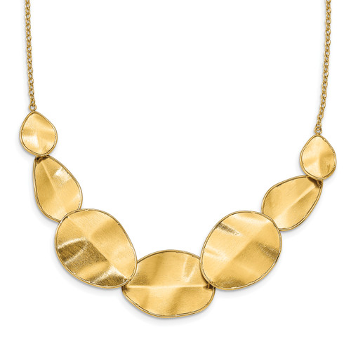 Leslie's 14k Polished Textured with  2in ext Necklace