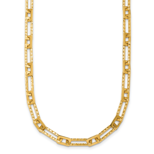 Herco 14K Polished/Diamond-cut Solid Fancy Rectangular Link Necklaces
