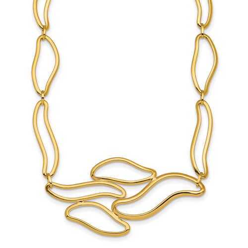 Herco 14K Polished Solid Fancy Contemporary Link with  2.5in Ext. Necklace