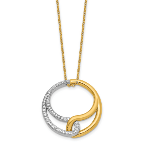 Herco 14K Polished Diamond Circle 16in with  2in Ext Necklace