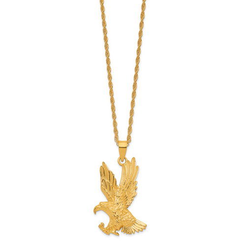 Herco 24K Polished and Textured Solid Eagle 22 Inch Necklace