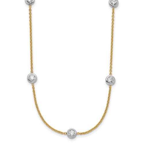 Herco 14K Two-tone 1.5mm Diamond Stations 18 inch Necklace