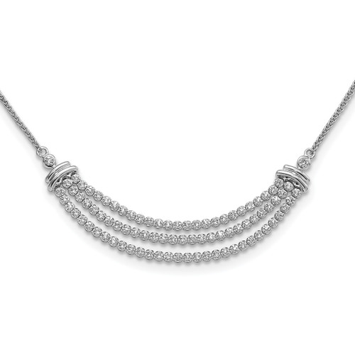 Diamond Three-row Tennis Style Bolo Necklaces