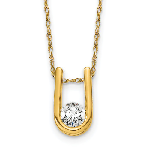 Diamond U-Shape Pendant Necklaces