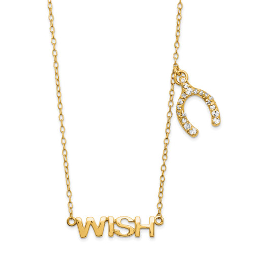 Sterling Silver Gold-plated Cubic Zirconia Horseshoe and Wish Necklace