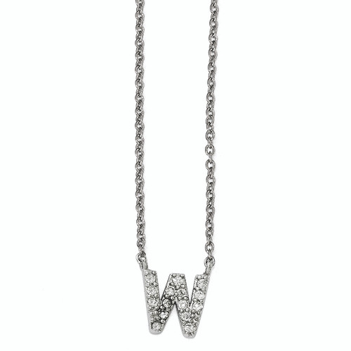 Cheryl M Sterling Silver Cubic Zirconia Letter 18in. Necklaces