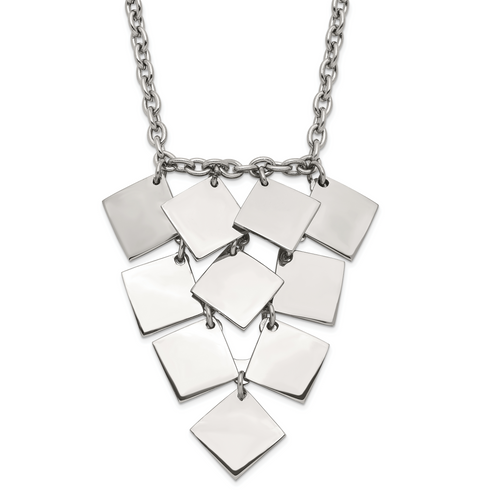 Stainless Steel Polished Fancy Multi-square Necklace