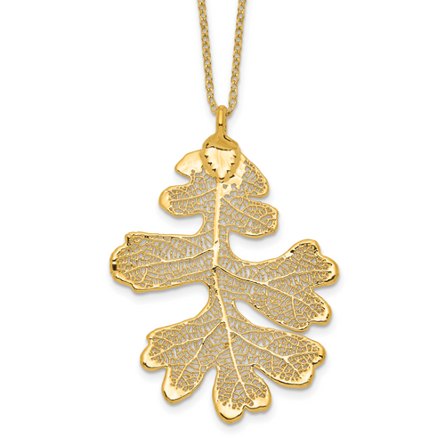 24k Gold Dipped Real Oak Leaf with 20 inch Gold-tone Necklace