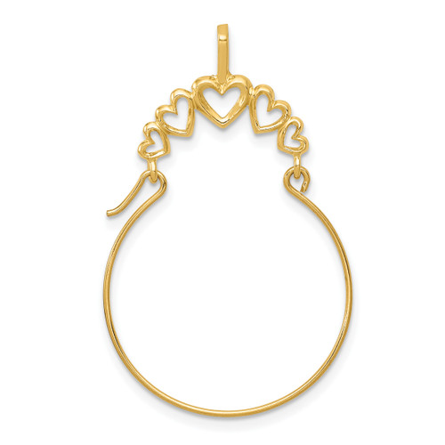 10K Gold  Polished 5-Heart Charm Holder