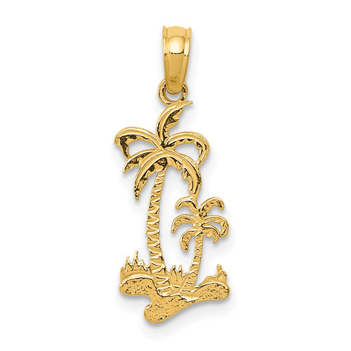 10K Gold  Double Palm Trees Pendant