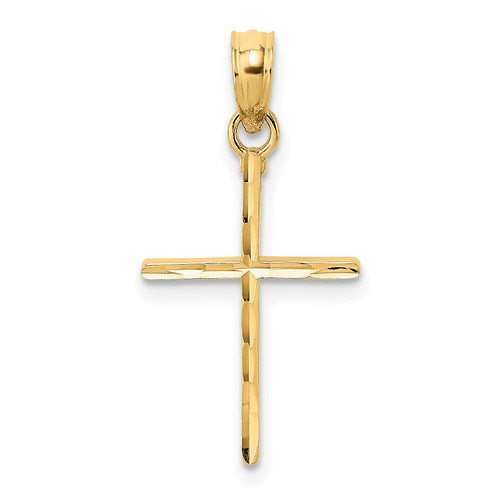 14K Gold  D/C and Polished Cross Charm