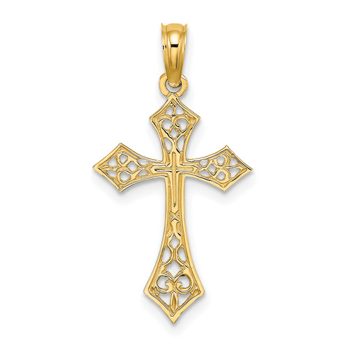 14K Gold  Filigree Cross Charm