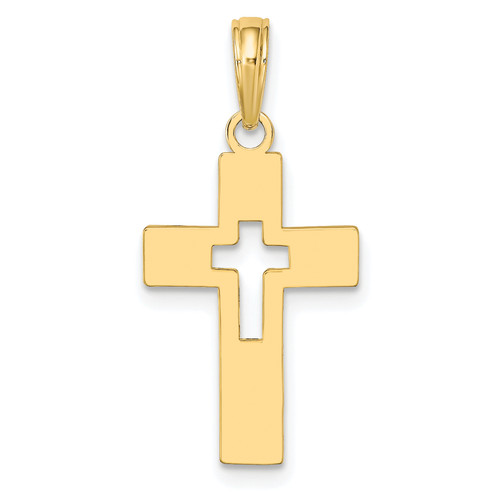 10K Gold  Polished Cut-Out Cross Charm