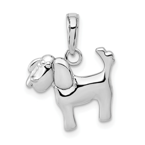 14K Gold  White Gold Polished Dog Charm