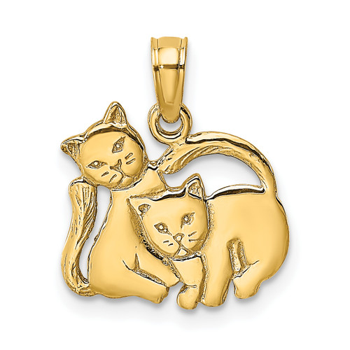 10K Gold  3-D Polished Two Kittens Charm