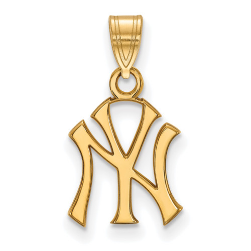 10K Gold  Gold MLB LogoArt New York Yankees N-Y Small Pendant