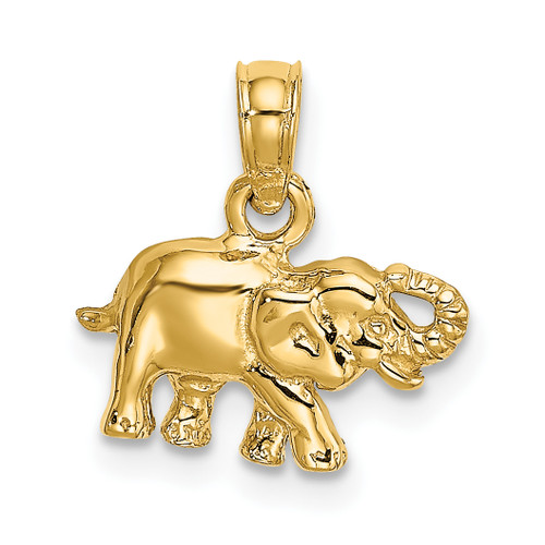 14K Gold   Polished Small Elephant Charm