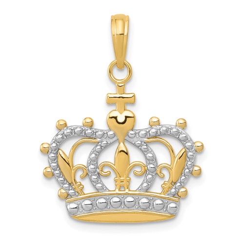 10K Gold  W/Rhodium Crown Pendant