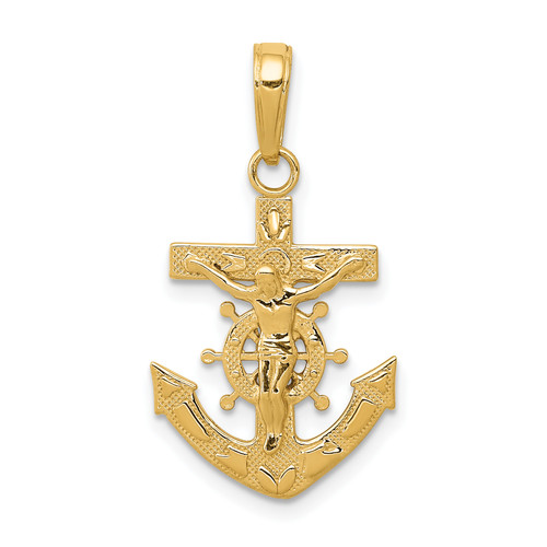 14K Gold  Mariners Crucifix Pendant