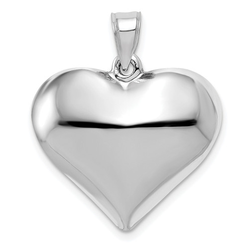 14K Gold  White Gold Polished 3D Puffed Heart Pendant