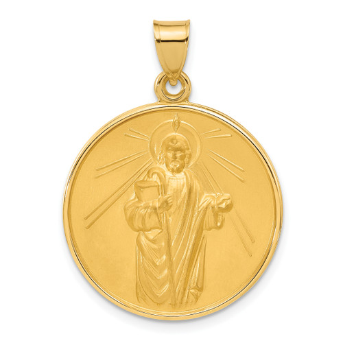 14K Gold  Polished and Satin Solid St Jude Thaddeus Medal