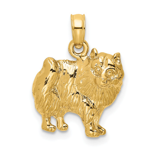 14K Gold  Polished Pomeranian Dog Charm