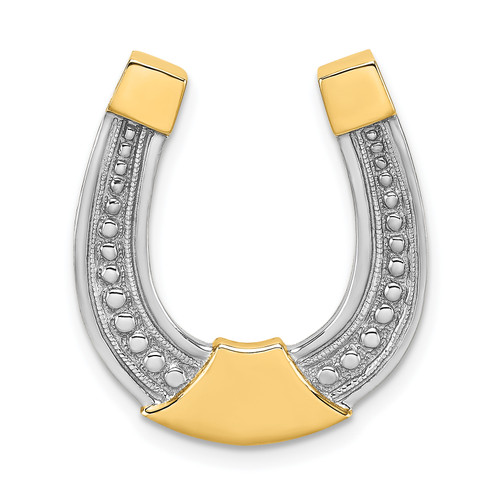 14K Gold  w/ Rhodium Horseshoe Chain Slide Charm