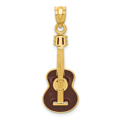 14K Gold  Enameled Guitar Pendant