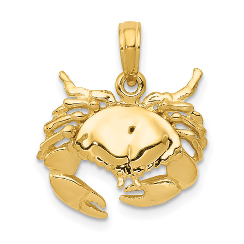 14K Gold  Polished Open-Backed Crab Pendant