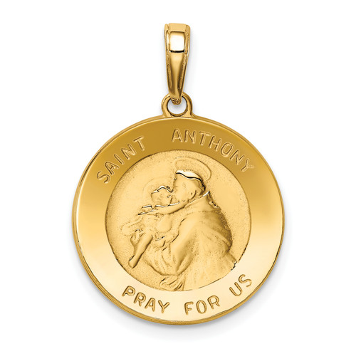 14K Gold  Saint Anthony Small Round Medal Pendant