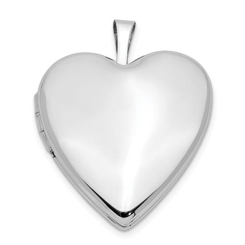 14K Gold  20mm White Gold Plain Polished Heart Locket