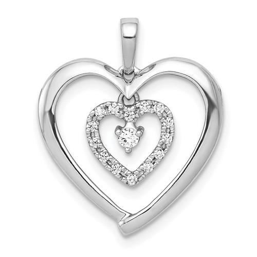 14K Gold  White Gold 1/10ct. Diamond Heart Dangle Pendant