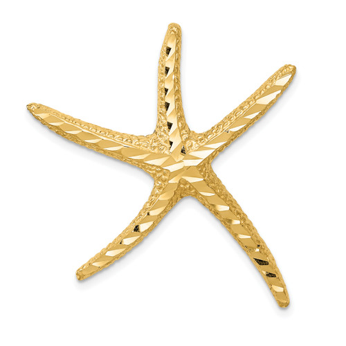 14K Gold  Textured Diamond-cut Starfish Slide