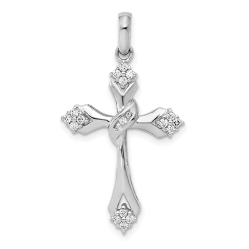 14K Gold  White Gold 1/5ct. Diamond Cross Pendant