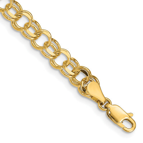 14K Gold Y Double Link Charm Bracelet