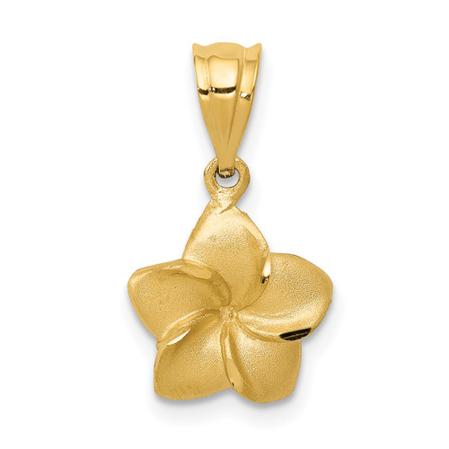 14k Plumeria Floral Charm Pendant