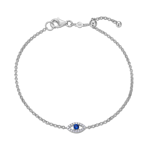 Evil Eye Bolo Bracelet Rhodium Plated Sterling Silver