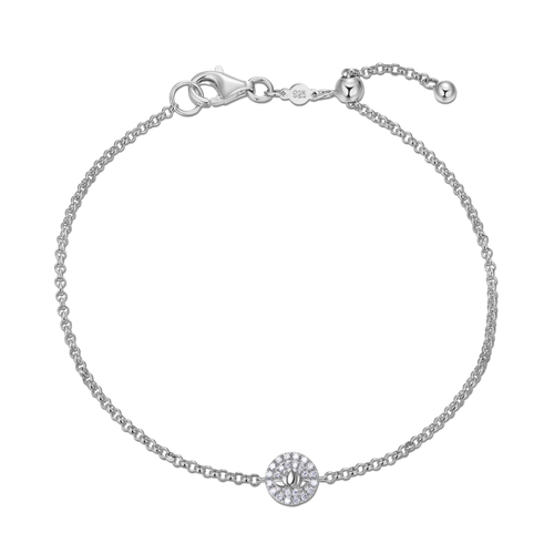 Lotus Tag Bolo Bracelet Rhodium Plated Sterling Silver