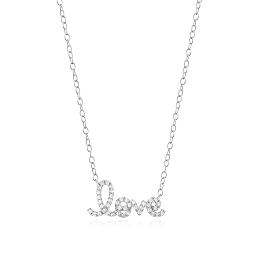 Love Statement Necklace Rhodium Plated Sterling Silver