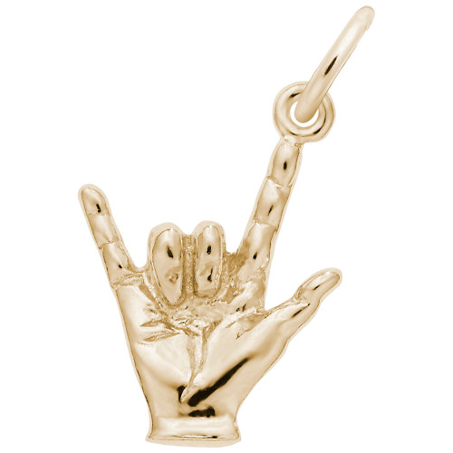 I Love You Hand Sign Charm in Gold by Rembrant