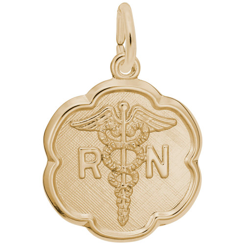 Rn Caduceus Scalloped Disc Charm in Gold by Rembrant