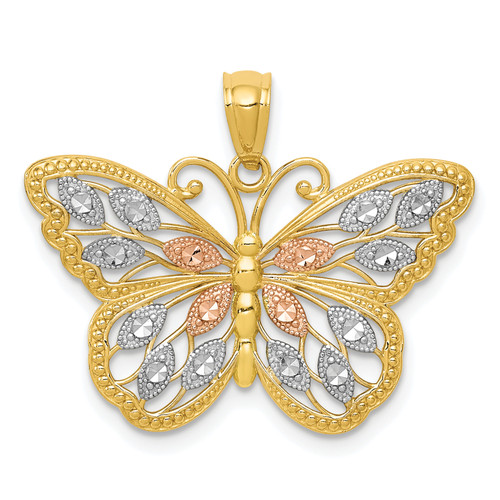 14KT Gold  Polished Tube Cross Pendant K6178