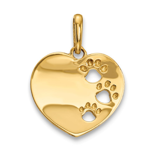 14KT Gold  Polished Solid Tiny Heart Cross Pendant XR1918