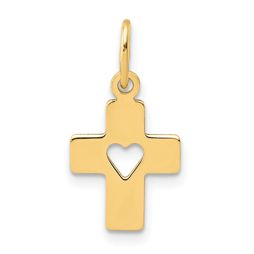 14KT Gold  Satin and Polished Budded Cross Pendant K6256
