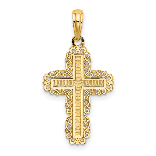 14KT Gold  Polished Scroll Border 31mm Oval Locket XL644