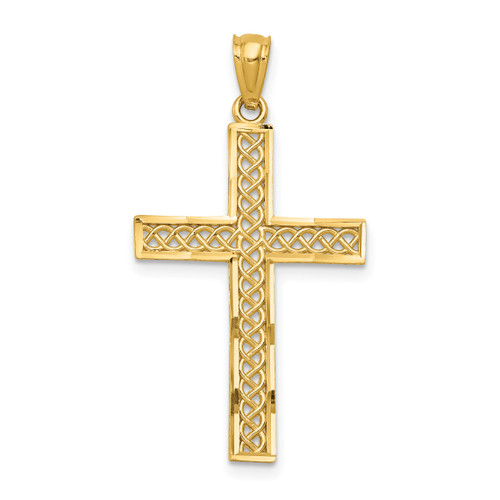 14KT Gold  Polished Textured Mariners Crucifix Pendant K5580