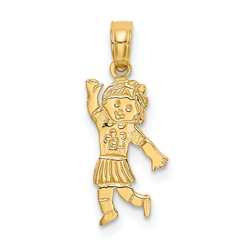 14KT Gold  Polished and Diamond-cut 3D Pineapple Pendant D4535