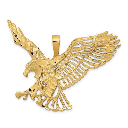 14KT Gold  Polished Lattice Textured Cross Pendant XR1575
